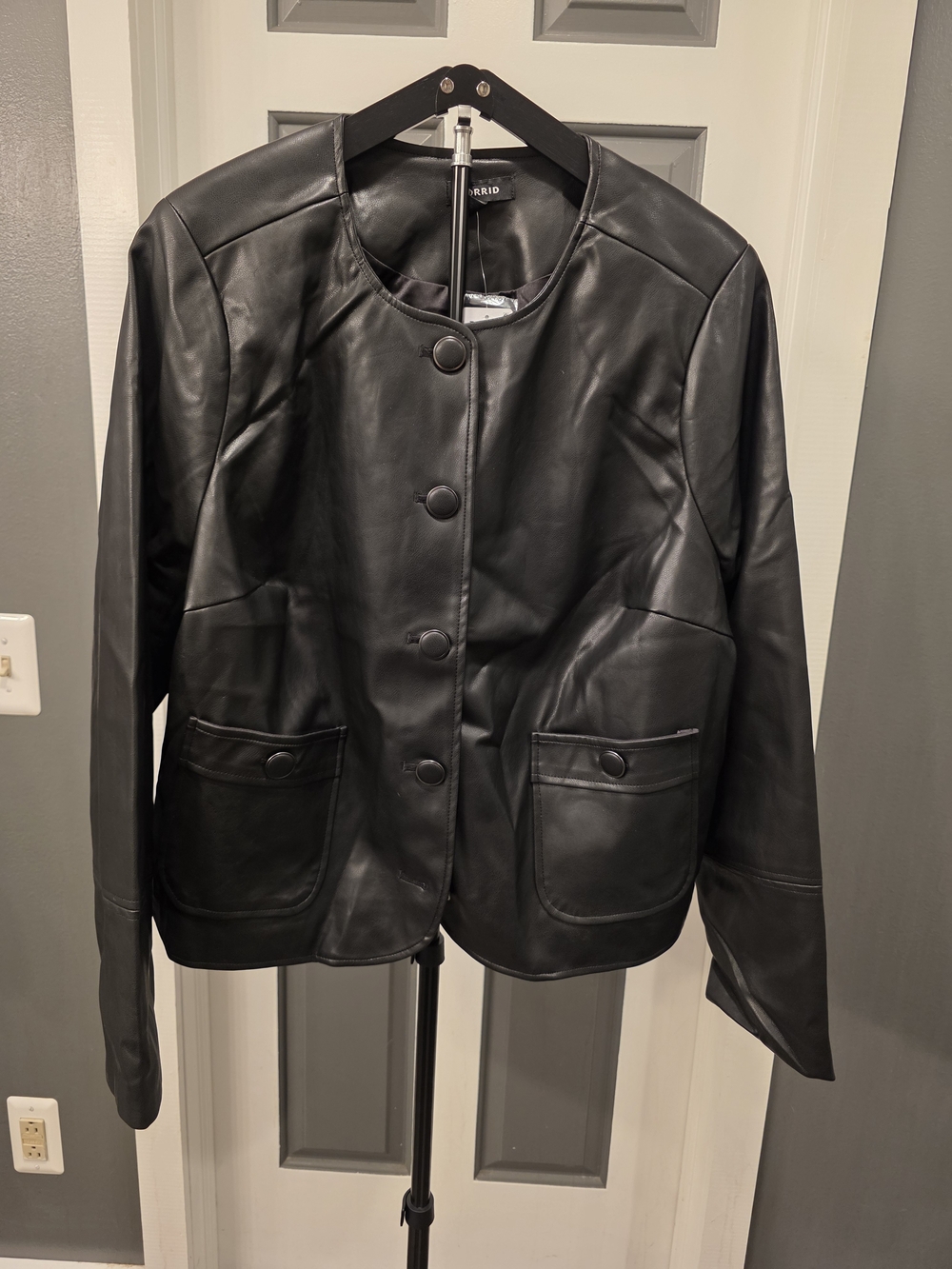 torrid Black Faux Leather Button-Front Jacket